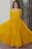 Mesmerizing Yellow Embroidered Georgette Haldi Wear Gown