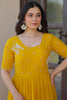 Mesmerizing Yellow Embroidered Georgette Haldi Wear Gown