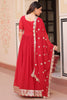 Amazing Red Zari Embroidered Georgette Festival Wear Gown