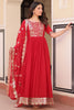 Amazing Red Zari Embroidered Georgette Festival Wear Gown