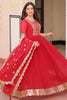 Amazing Red Zari Embroidered Georgette Festival Wear Gown