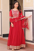 Amazing Red Zari Embroidered Georgette Festival Wear Gown