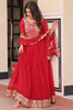 Amazing Red Zari Embroidered Georgette Festival Wear Gown