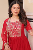 Amazing Red Zari Embroidered Georgette Festival Wear Gown