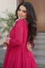 Outstanding Purple Thread Embroidered Georgette Festival Wear Gown