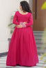 Outstanding Purple Thread Embroidered Georgette Festival Wear Gown