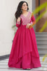 Outstanding Purple Thread Embroidered Georgette Festival Wear Gown