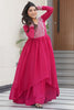 Outstanding Purple Thread Embroidered Georgette Festival Wear Gown