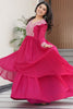 Outstanding Purple Thread Embroidered Georgette Festival Wear Gown
