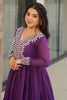 Outstanding Purple Thread Embroidered Georgette Festival Wear Gown
