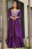 Outstanding Purple Thread Embroidered Georgette Festival Wear Gown