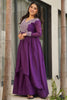 Outstanding Purple Thread Embroidered Georgette Festival Wear Gown