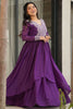 Outstanding Purple Thread Embroidered Georgette Festival Wear Gown