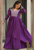 Outstanding Purple Thread Embroidered Georgette Festival Wear Gown