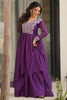 Outstanding Purple Thread Embroidered Georgette Festival Wear Gown