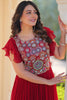Fabulous Maroon Beads Work Georgette Festival Wear Gown