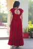 Fabulous Maroon Beads Work Georgette Festival Wear Gown