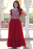 Fabulous Maroon Beads Work Georgette Festival Wear Gown