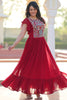Fabulous Maroon Beads Work Georgette Festival Wear Gown