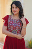Fabulous Maroon Beads Work Georgette Festival Wear Gown