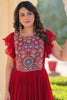 Fabulous Maroon Beads Work Georgette Festival Wear Gown