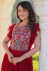 Fabulous Maroon Beads Work Georgette Festival Wear Gown