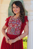 Fabulous Maroon Beads Work Georgette Festival Wear Gown