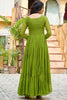 Tantalizing Green Leheriya Printed Georgette Traditional Gown
