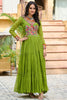 Tantalizing Green Leheriya Printed Georgette Traditional Gown