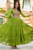 Tantalizing Green Leheriya Printed Georgette Traditional Gown
