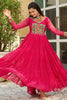 Captivating Pink Leheriya Printed Georgette Navratri Special Gown