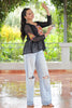 Adorable Black Gamthi Work Georgette Navratri Wear Peplum Top