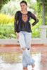 Adorable Black Gamthi Work Georgette Navratri Wear Peplum Top