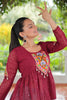 Attractive Maroon Gamthi Work Georgette Navratri Special Peplum Top