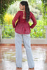 Attractive Maroon Gamthi Work Georgette Navratri Special Peplum Top