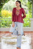 Attractive Maroon Gamthi Work Georgette Navratri Special Peplum Top