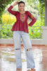 Attractive Maroon Gamthi Work Georgette Navratri Special Peplum Top