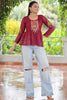 Attractive Maroon Gamthi Work Georgette Navratri Special Peplum Top