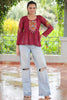 Attractive Maroon Gamthi Work Georgette Navratri Special Peplum Top