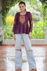 Bewitching Purple Gamthi Work Georgette Festival Wear Peplum Top