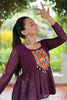 Bewitching Purple Gamthi Work Georgette Festival Wear Peplum Top