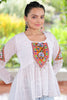 Alluring White Patch Work Georgette Navratri Wear Peplum Top