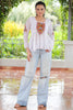 Alluring White Patch Work Georgette Navratri Wear Peplum Top