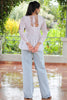 Alluring White Patch Work Georgette Navratri Wear Peplum Top
