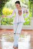 Alluring White Patch Work Georgette Navratri Wear Peplum Top