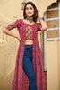 Magnetic Maroon Bandhani Printed Georgette Traditional Kurti