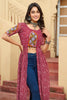 Magnetic Maroon Bandhani Printed Georgette Traditional Kurti