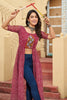 Magnetic Maroon Bandhani Printed Georgette Traditional Kurti