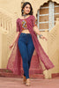 Magnetic Maroon Bandhani Printed Georgette Traditional Kurti