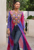 Excellent Purple Patch Work Georgette Festival Wear Front Slit Kurti